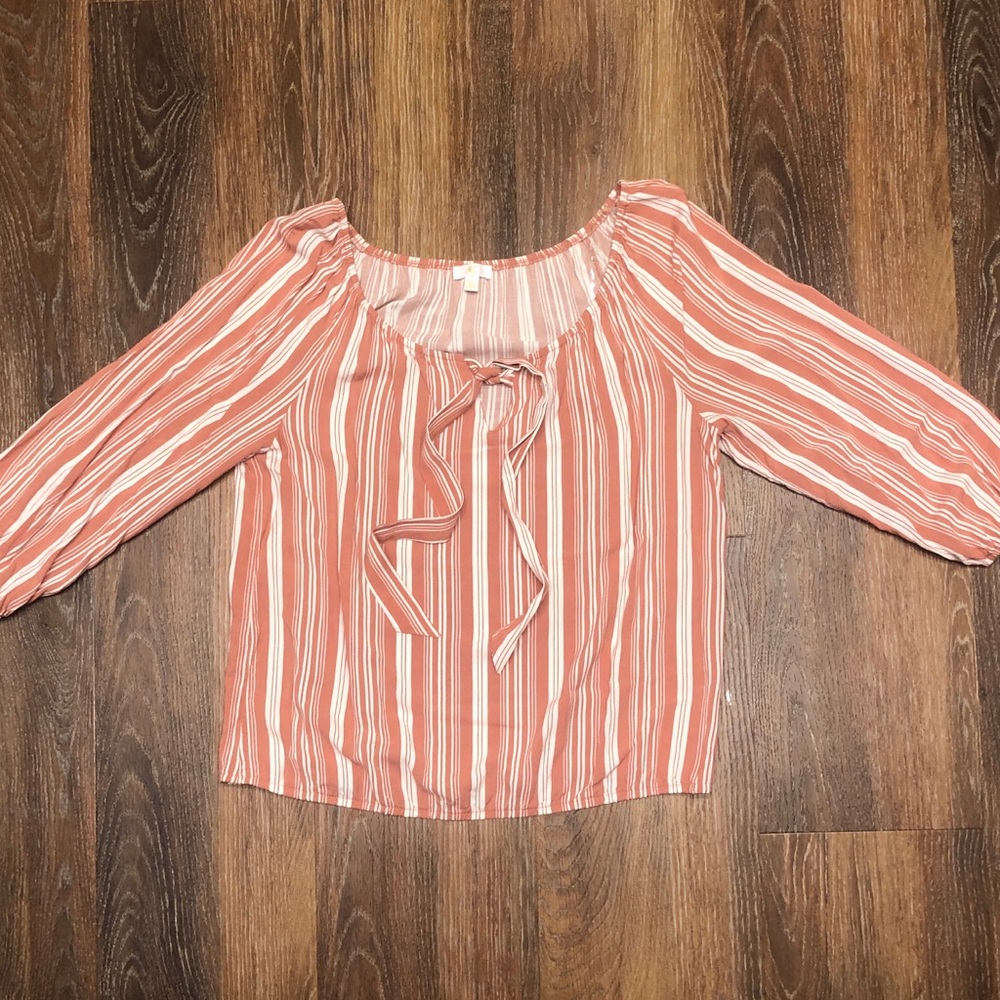 💛orange creamsicle striped elastic sleeve blouse